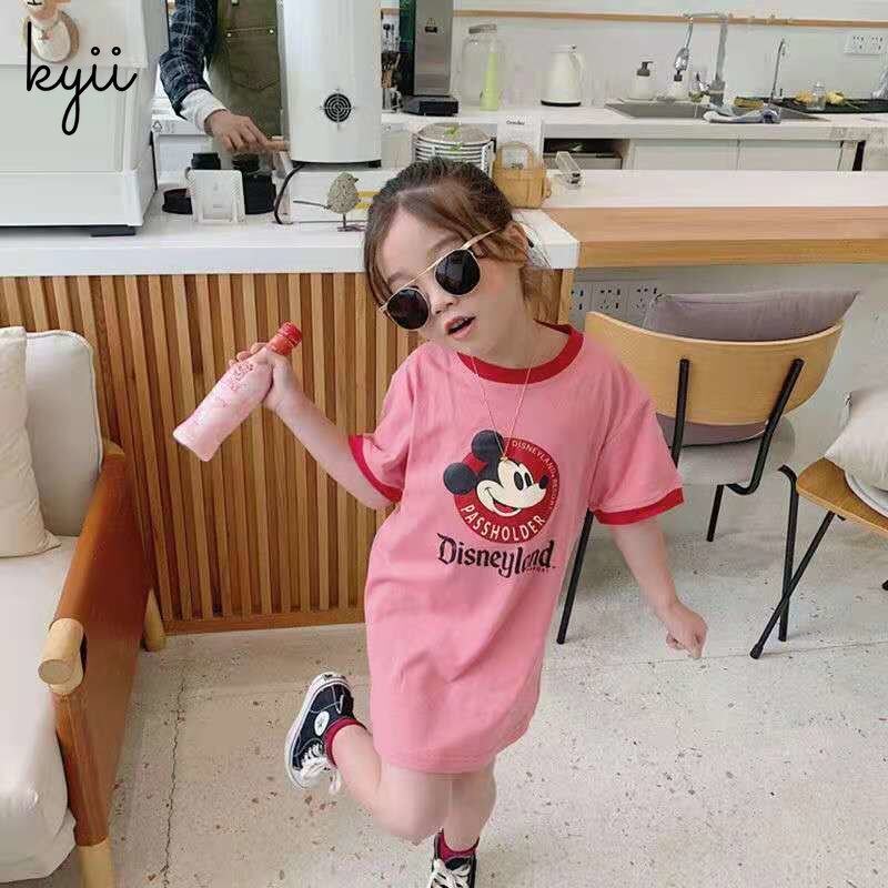 KYII Kids Girls Summer Round-neck Dress Casual Loose Dress kyii0109