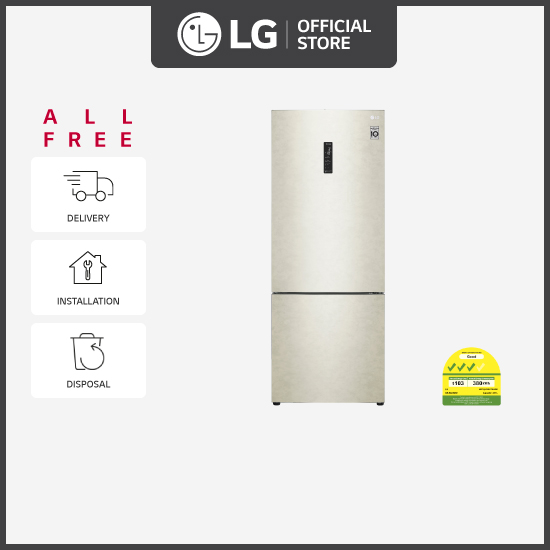 [Bulky] LG GB-B4452SE Bottom Freezer Refrigerator, 451L, Skin Beige + Free Delivery + Free Installation + Free Disposal + Free $50 Grocery voucher